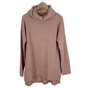 Clara Sun Woo Light Blush Pink Waffle Knit Cowl Neck Sweater Size Medium